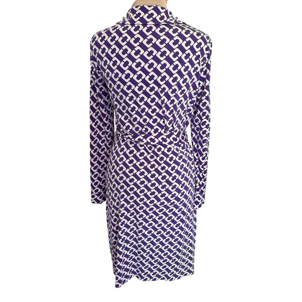 Vintage Diane von Furstenberg Y2K 100% Silk Iconic Wrap Dress Chain Print Luxury - Picture 7 of 9
